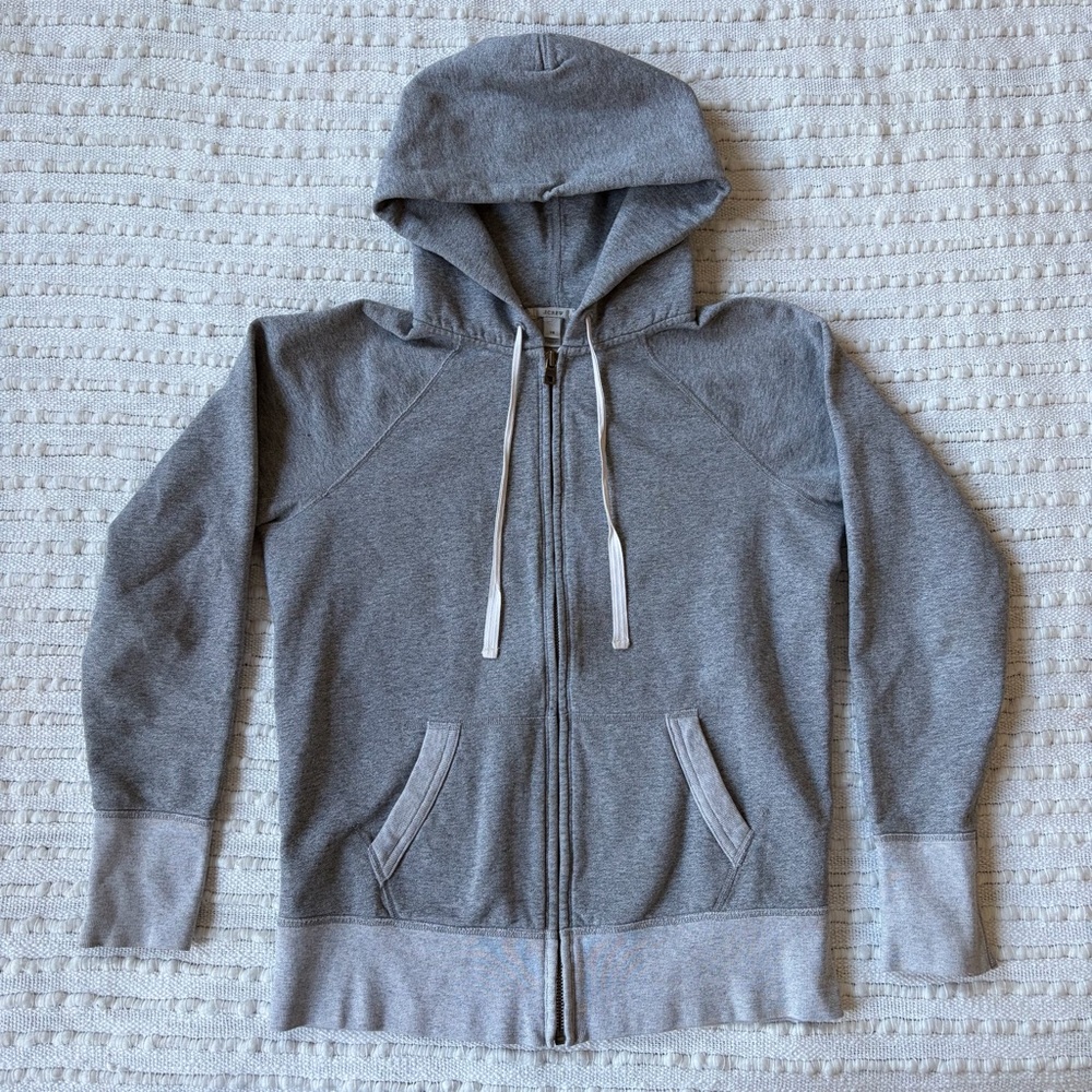 J.Crew Gray 100% Cotton Full Zip Two Tone Heather Hoodie Size Women’s XS